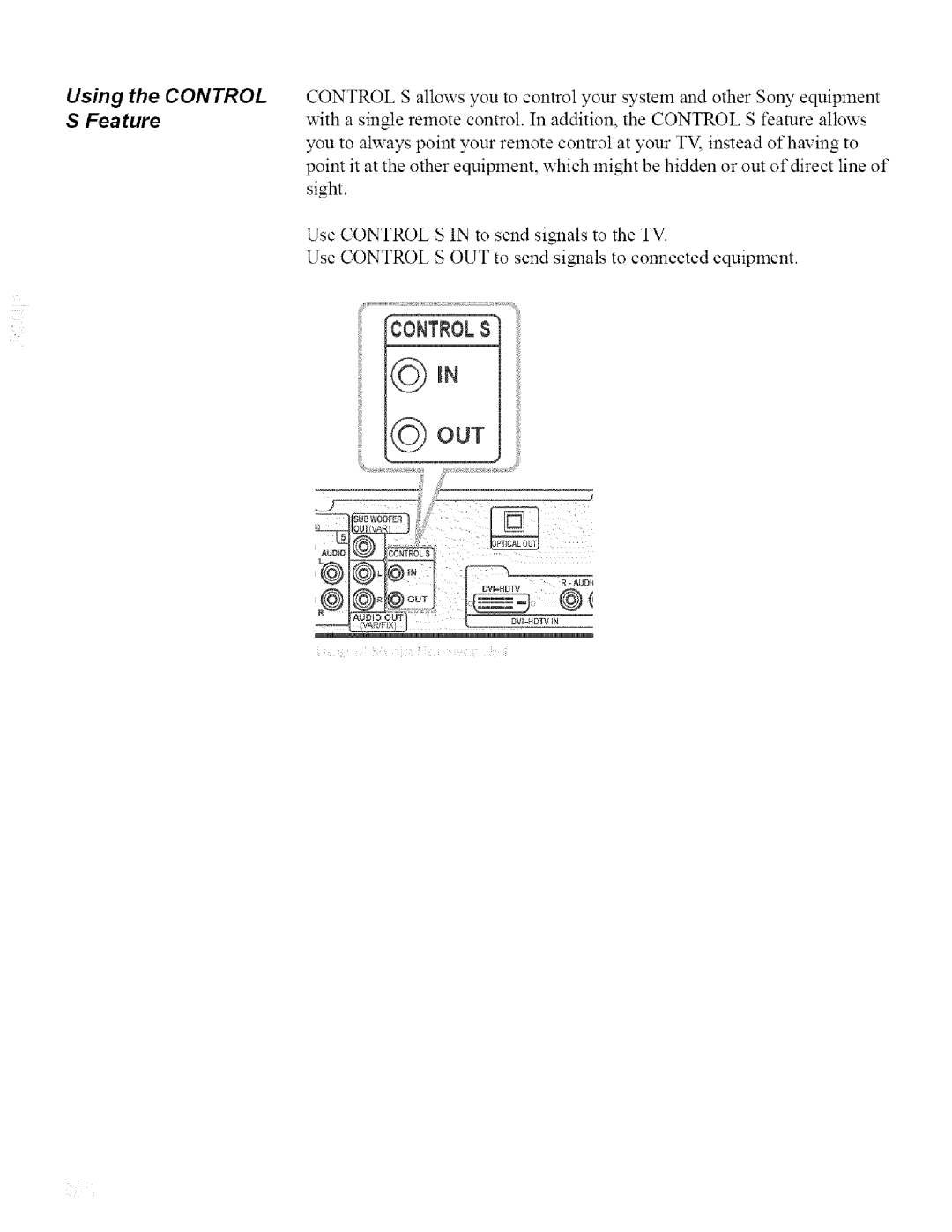 Sony KDL42XBR950, KDL32XBR950 operating instructions Controls OUT, Using the Control S Feature 