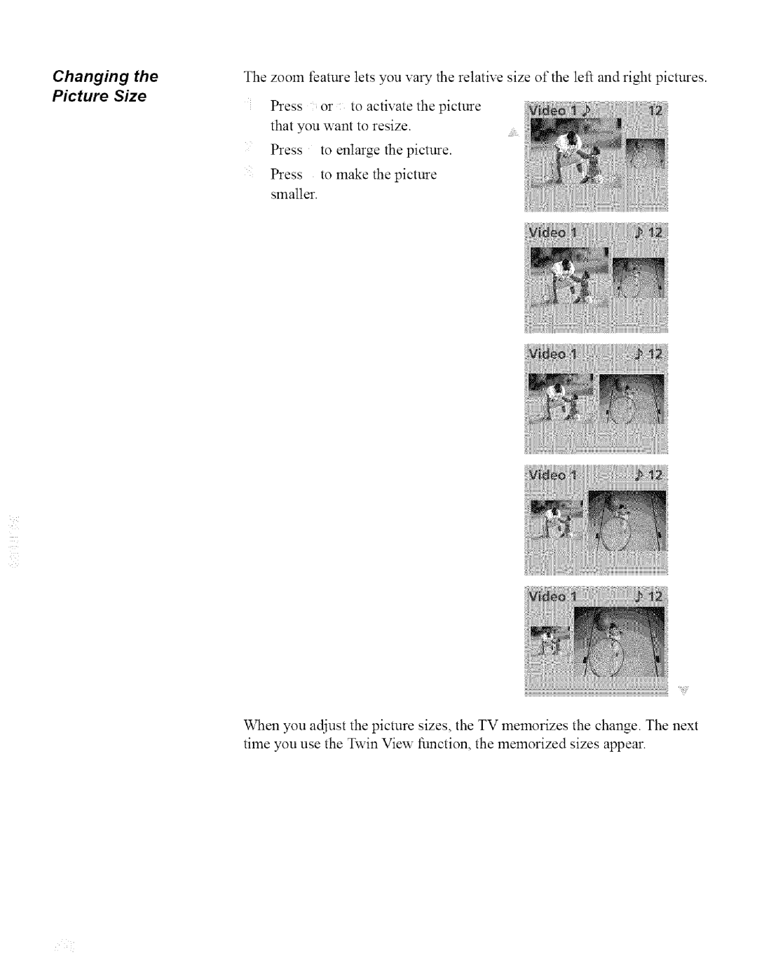 Sony KDL42XBR950, KDL32XBR950 operating instructions Changing the Picture Size 