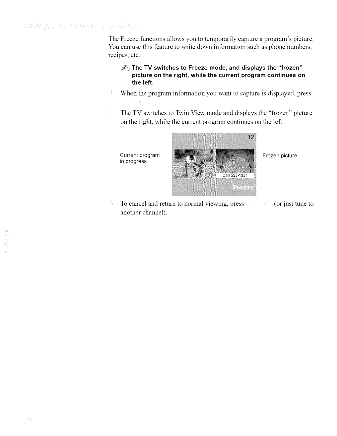 Sony KDL42XBR950, KDL32XBR950 operating instructions Current program Frozen picture Progress 