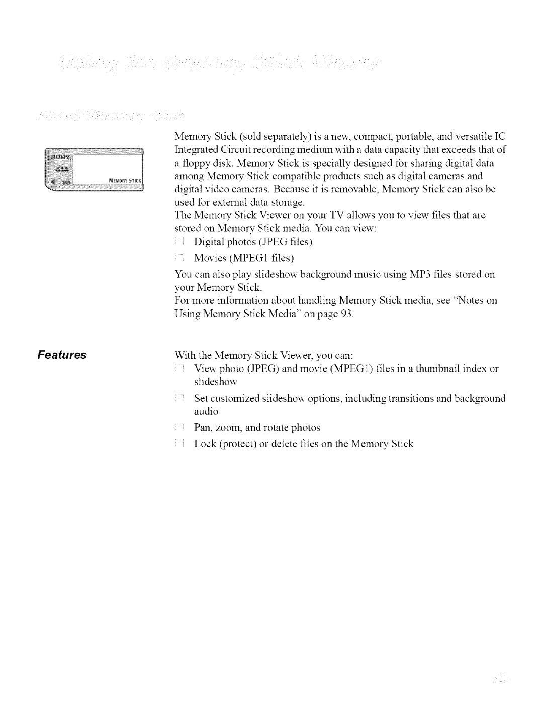 Sony KDL32XBR950, KDL42XBR950 operating instructions Stored on Memory Stick media. You can view 