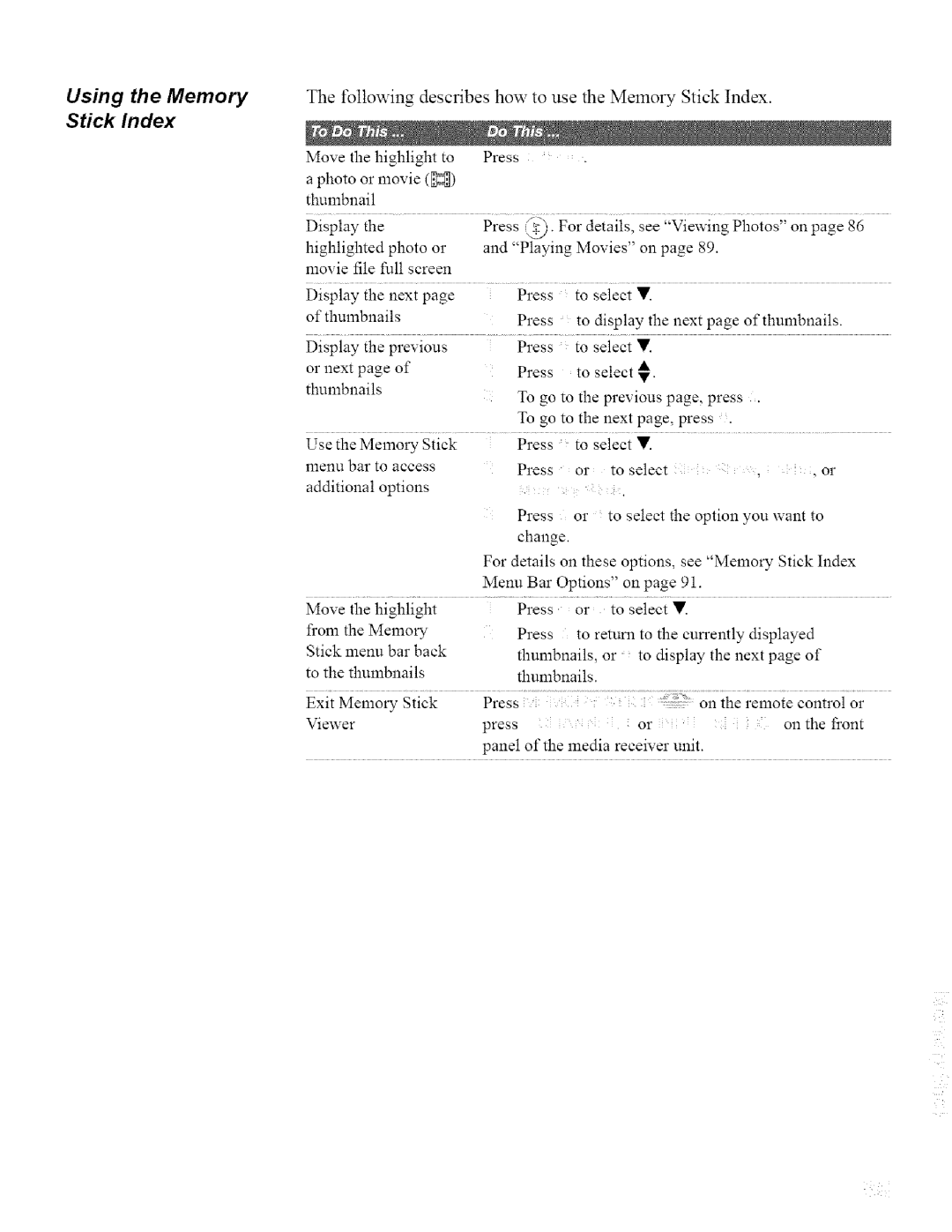 Sony KDL32XBR950, KDL42XBR950 operating instructions Using the Memory Stick Index 