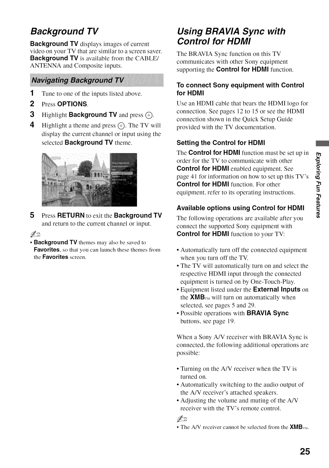 Sony KDL52V4100 Background TV, Using Bravia Sync with Control for Hdmi, To connect Sony equipment with Control for Hdmi 