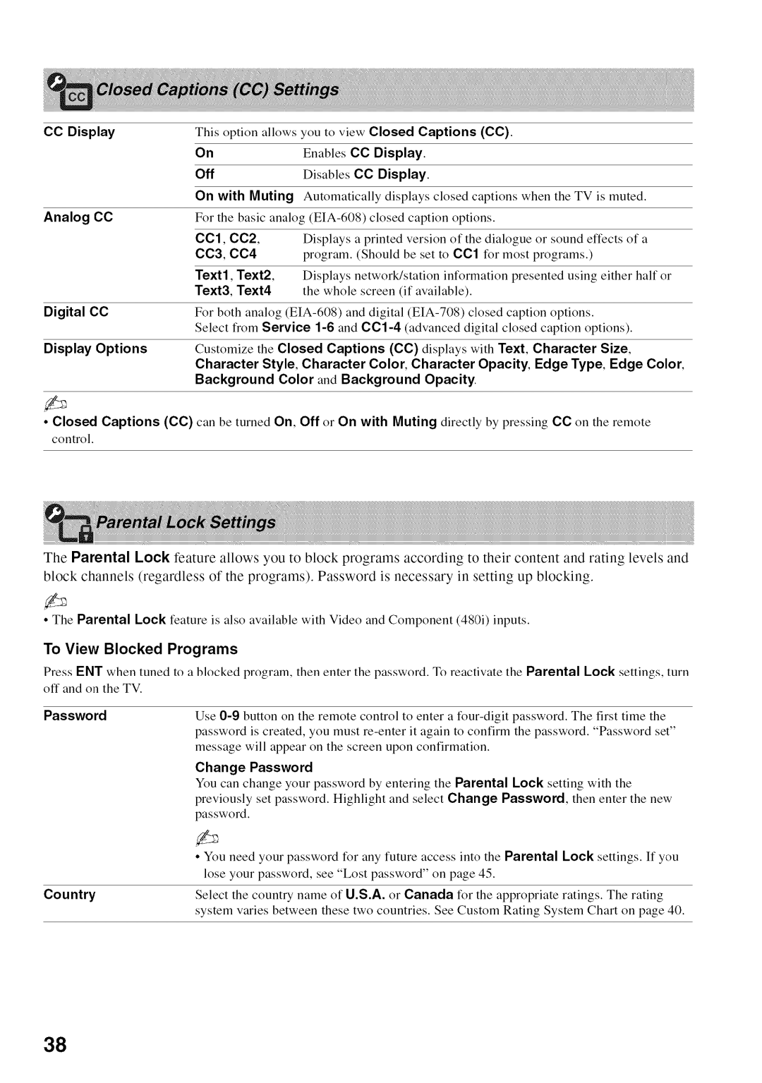 Sony KDL52V4100 operating instructions CCl CC2, To View Blocked Programs, Change Password 