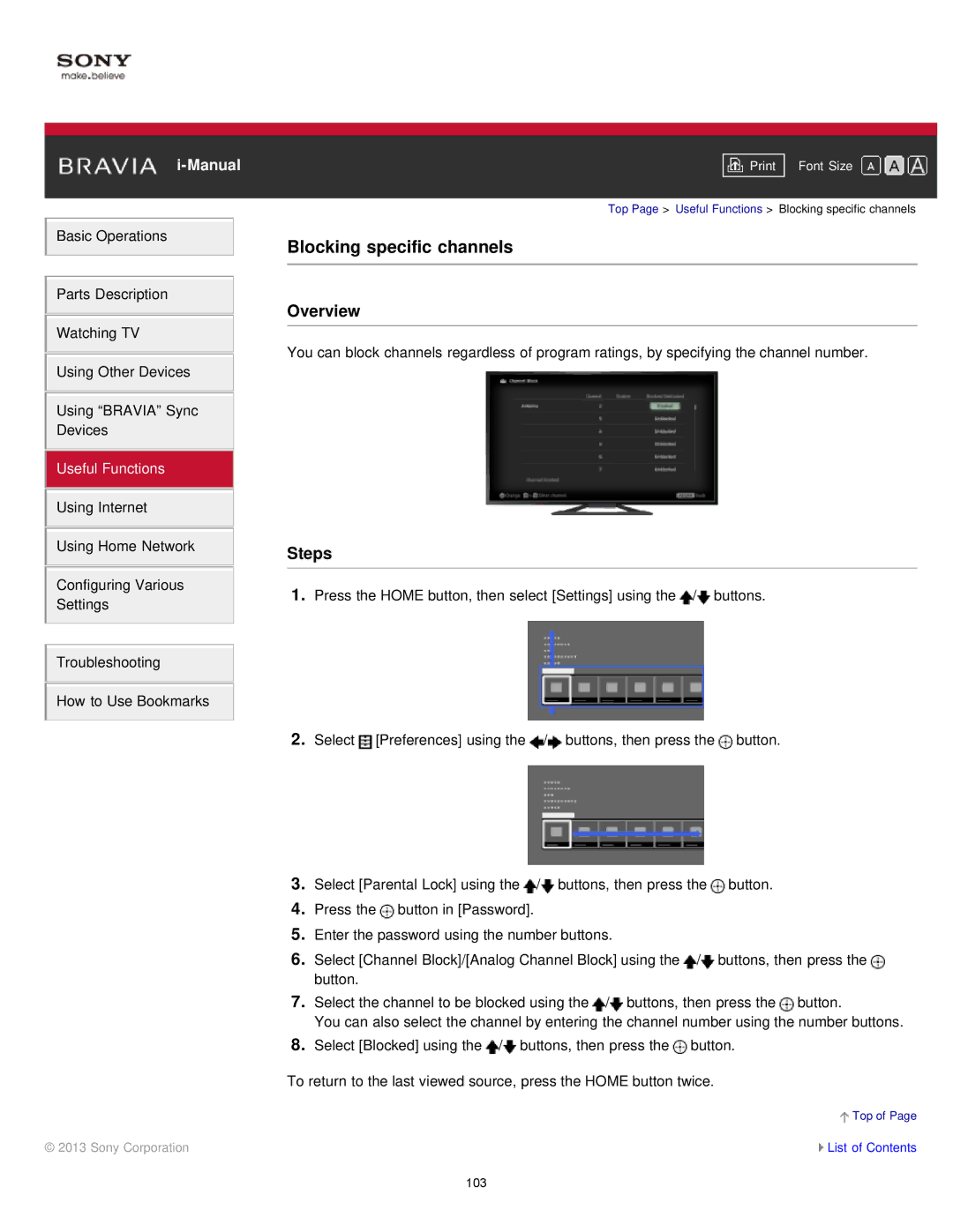 Sony KDL-55W900A, KDL55W900A manual Blocking specific channels 