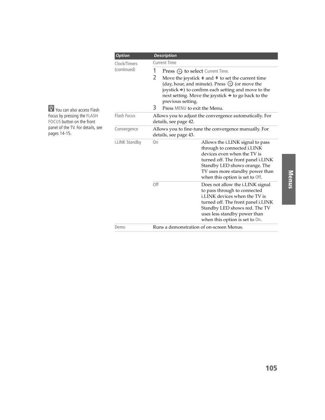 Sony KDP-57W5550, KDP-65W5550, KDP-51W5550 operating instructions 105, Press to select Current Time 