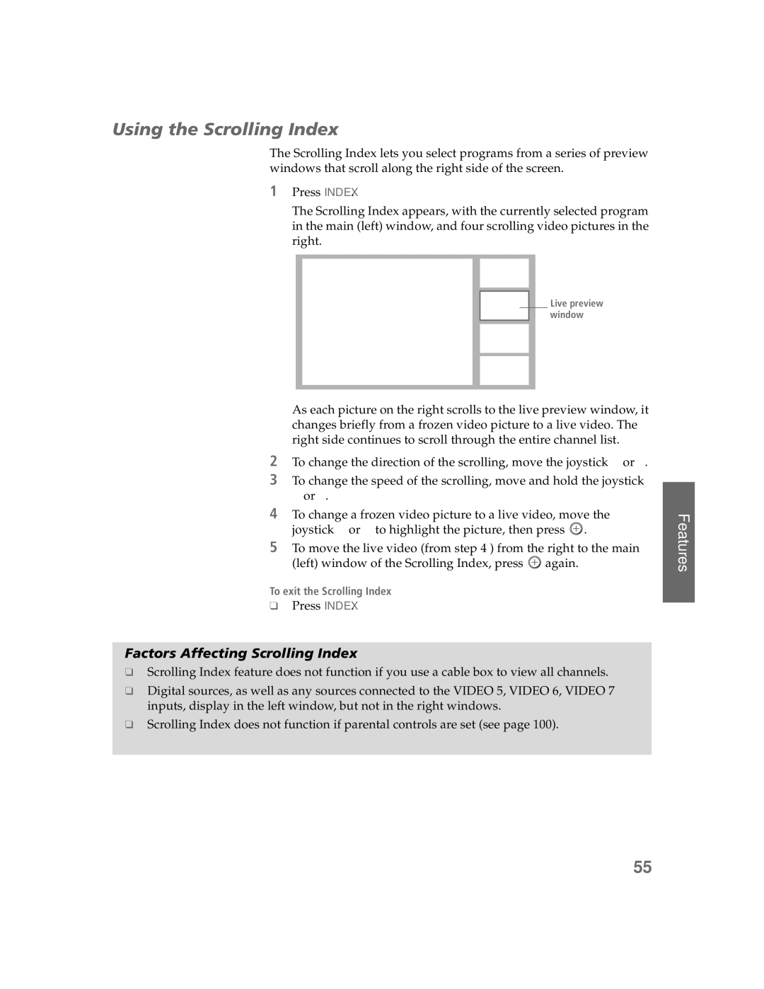 Sony KDP-51W5550, KDP-65W5550, KDP-57W5550 operating instructions Features 