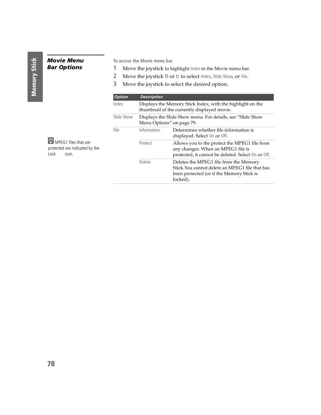 Sony KDP-57W5550, KDP-65W5550, KDP-51W5550 operating instructions Movie Menu Bar Options, Index 