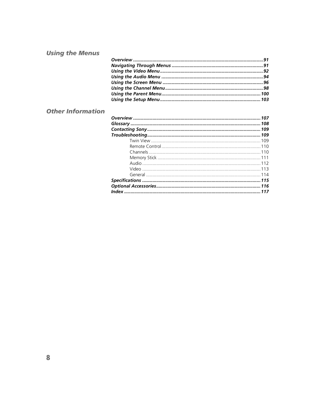 Sony KDP-65W5550, KDP-57W5550, KDP-51W5550 operating instructions Using the Menus 