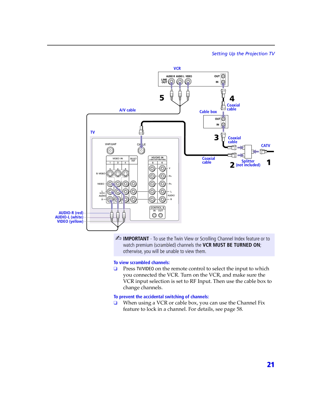 Sony KDP 57XBR2, KDP 65XBR2 instruction manual To view scrambled channels 