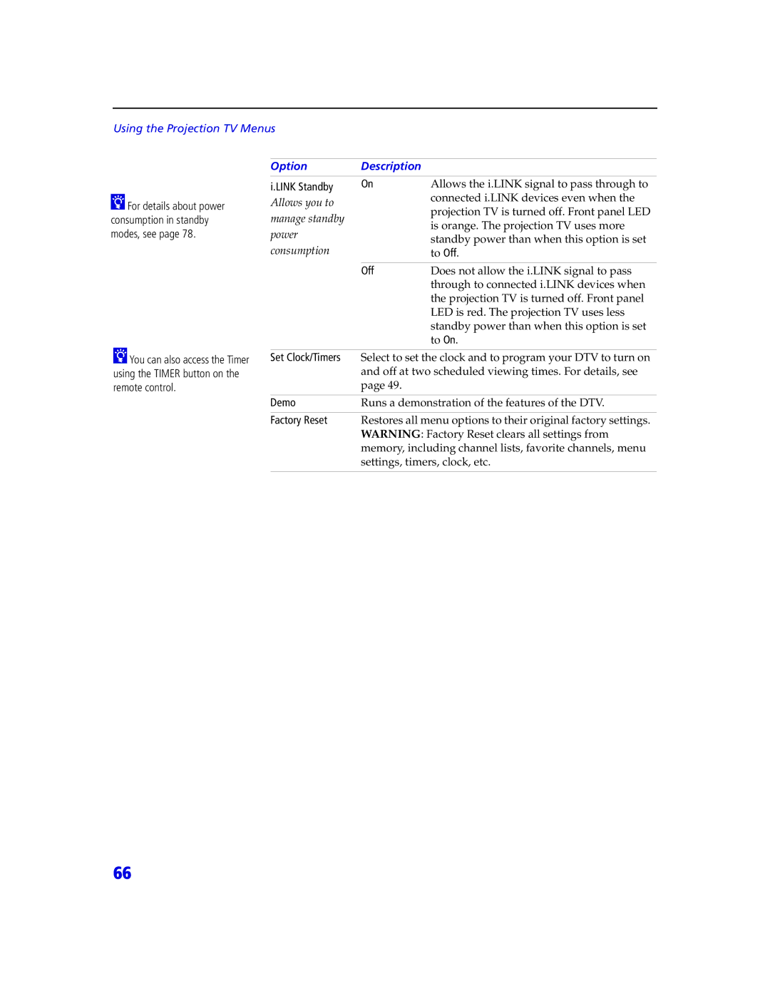 Sony KDP 65XBR2, KDP 57XBR2 instruction manual Set Clock/Timers, Demo, Factory Reset 