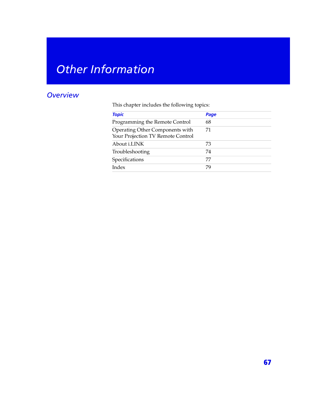 Sony KDP 57XBR2, KDP 65XBR2 instruction manual Other Information 