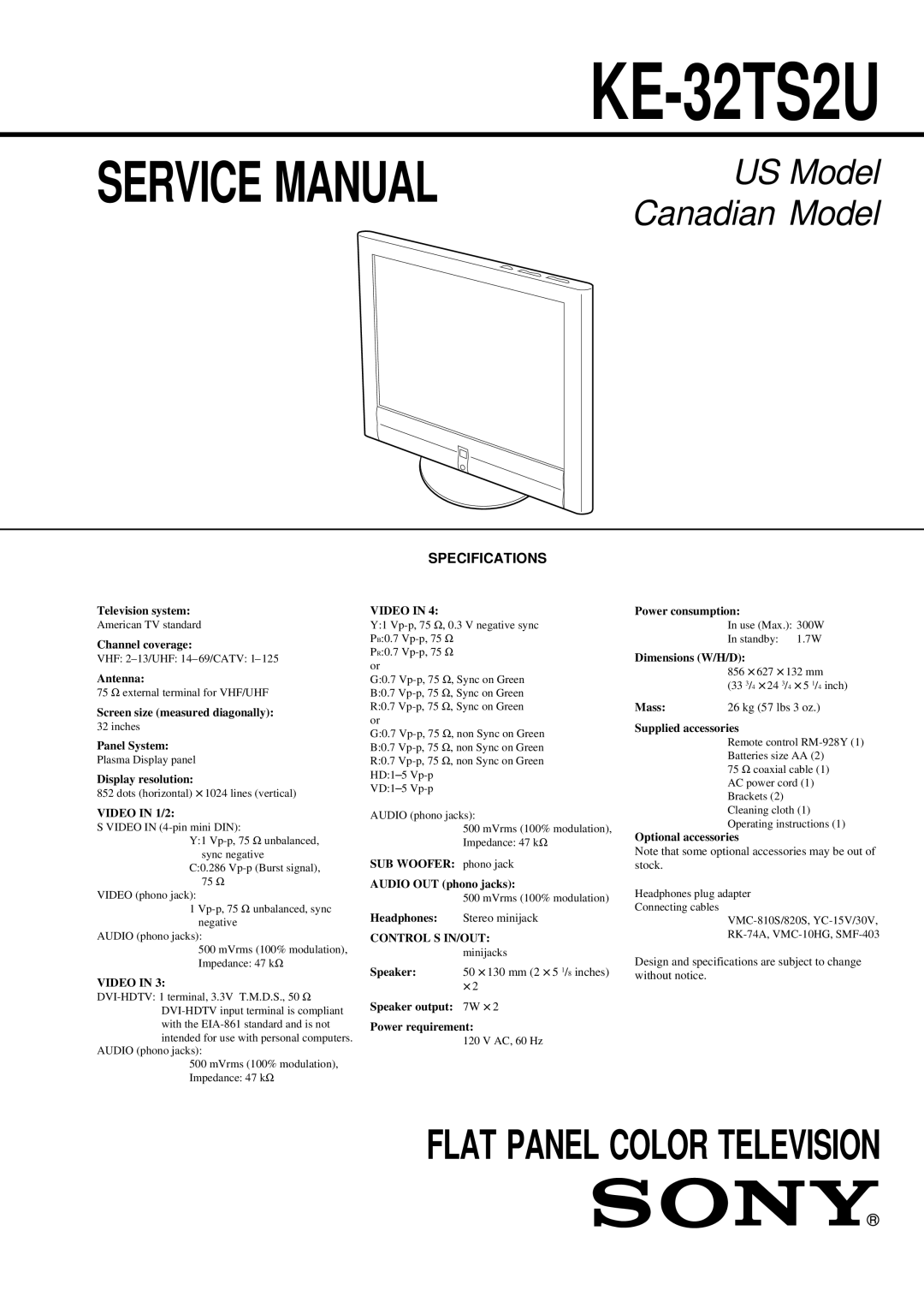 Sony KE-32TS2U service manual 