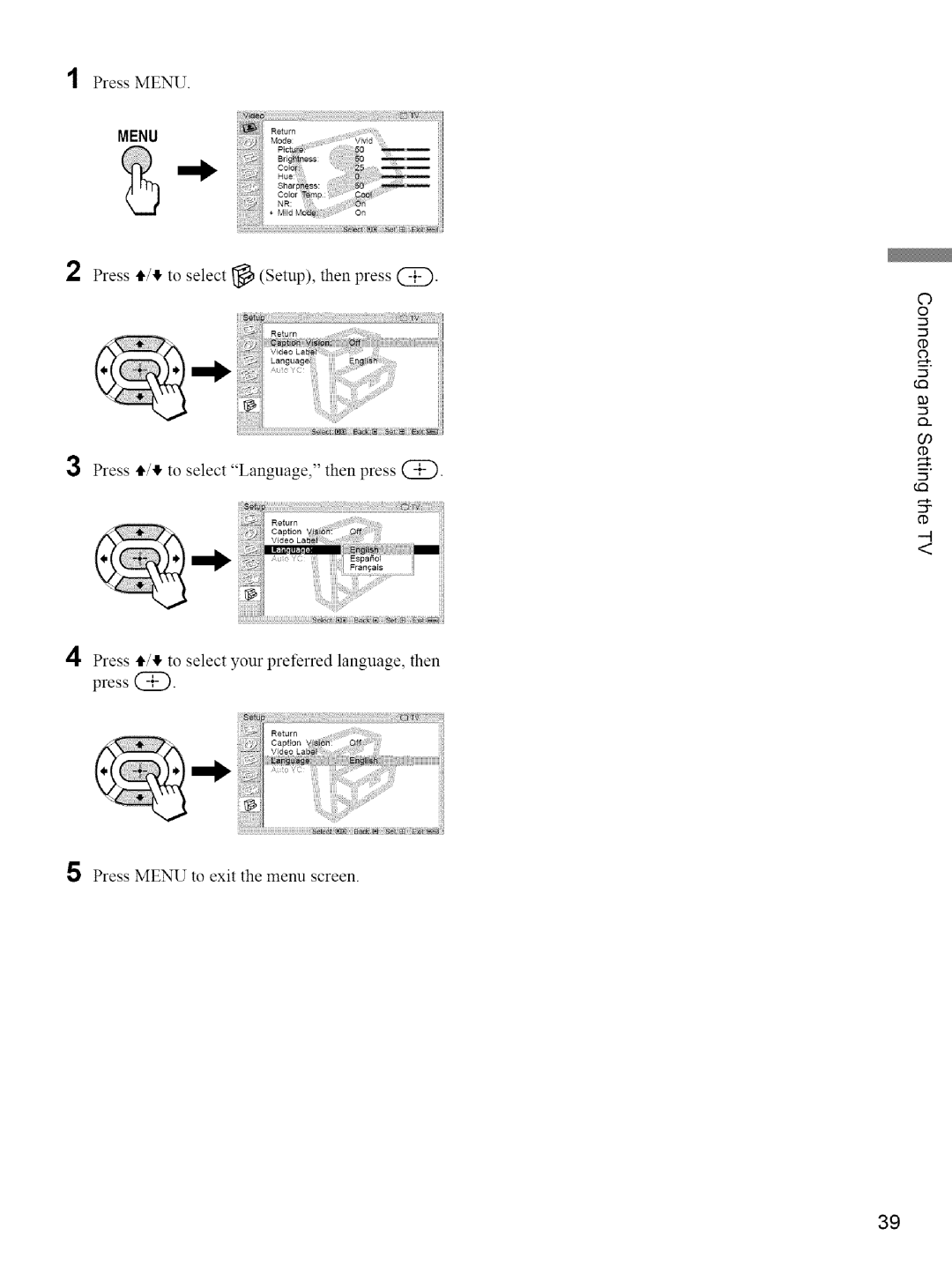 Sony KE-42M1 manual Press Menu 