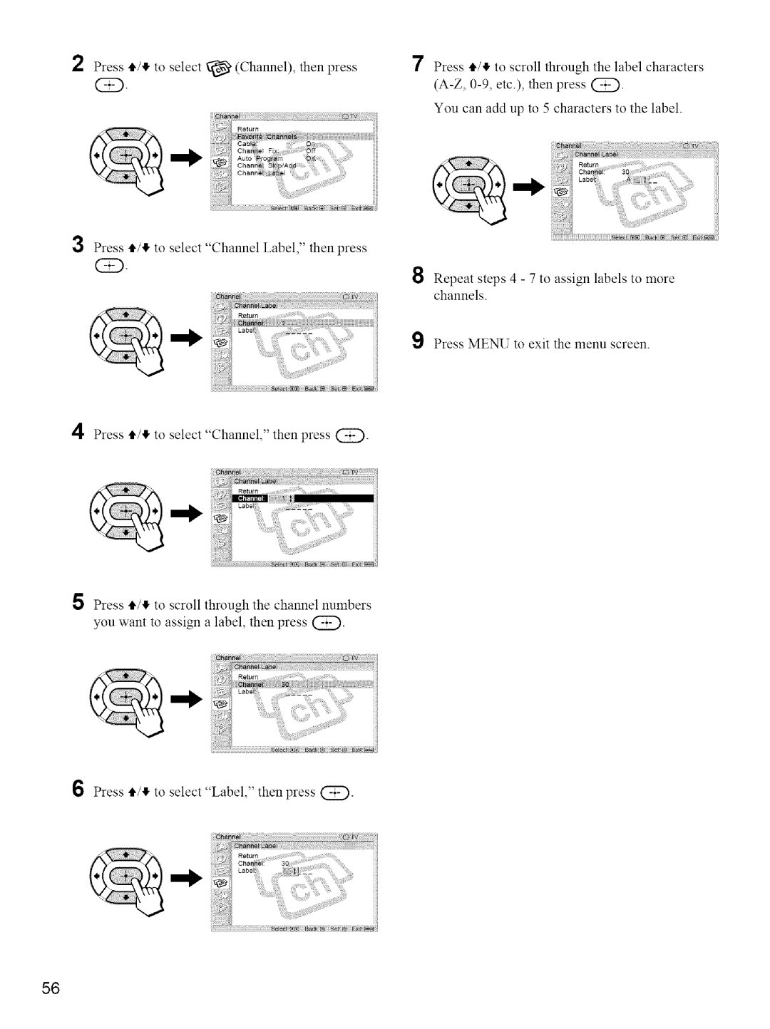 Sony KE-42M1 manual Press 4,/11,to select Channel, then press %¸ Reoo 