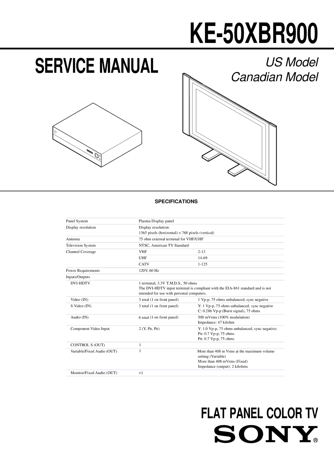 Sony KE-50XBR900 service manual 