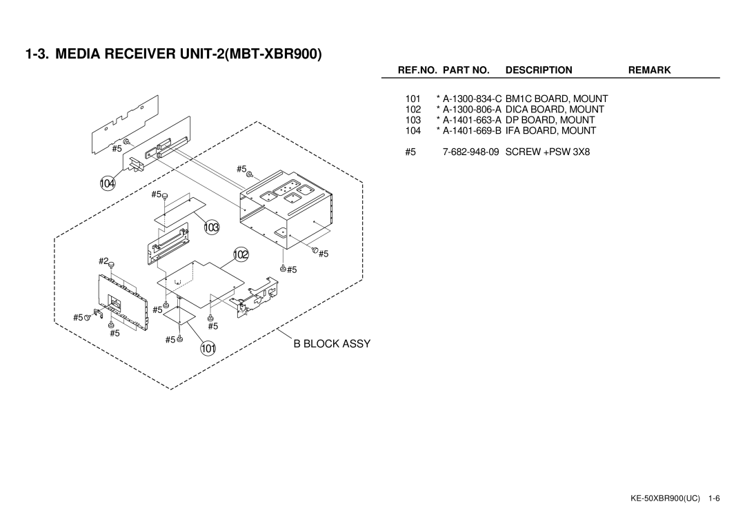 Sony KE-50XBR900 service manual Media Receiver UNIT-2MBT-XBR900 