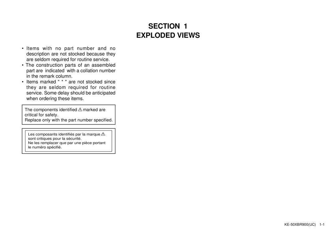 Sony KE-50XBR900 service manual Section Exploded Views 