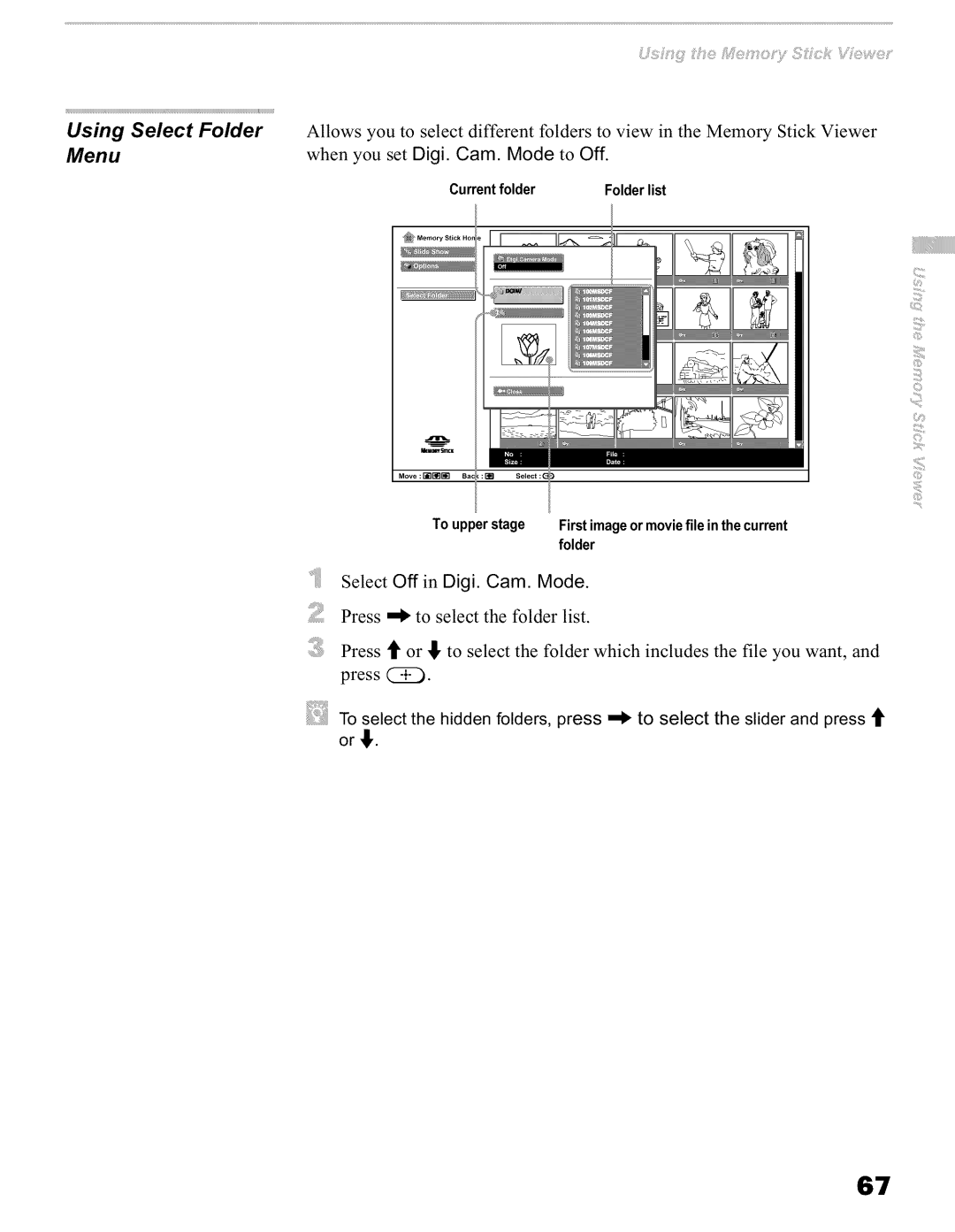 Sony KFO60WE610, KFO42WE610, KFO50WE610 operating instructions Using Select Folder, Menu 