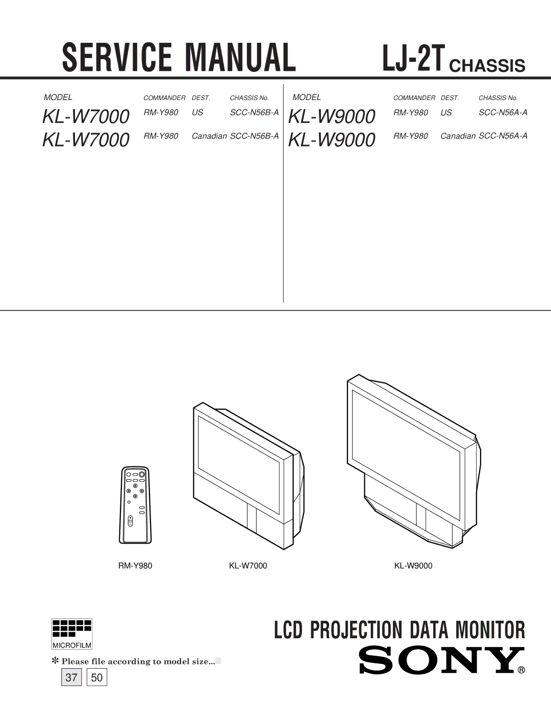 Sony KL-W9000 service manual KL-W7000 