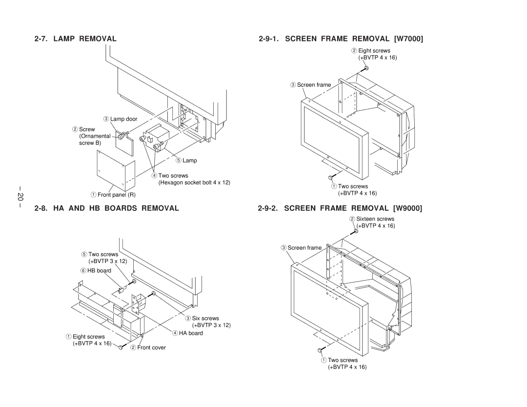 Sony KL-W9000 service manual Lamp Removal 