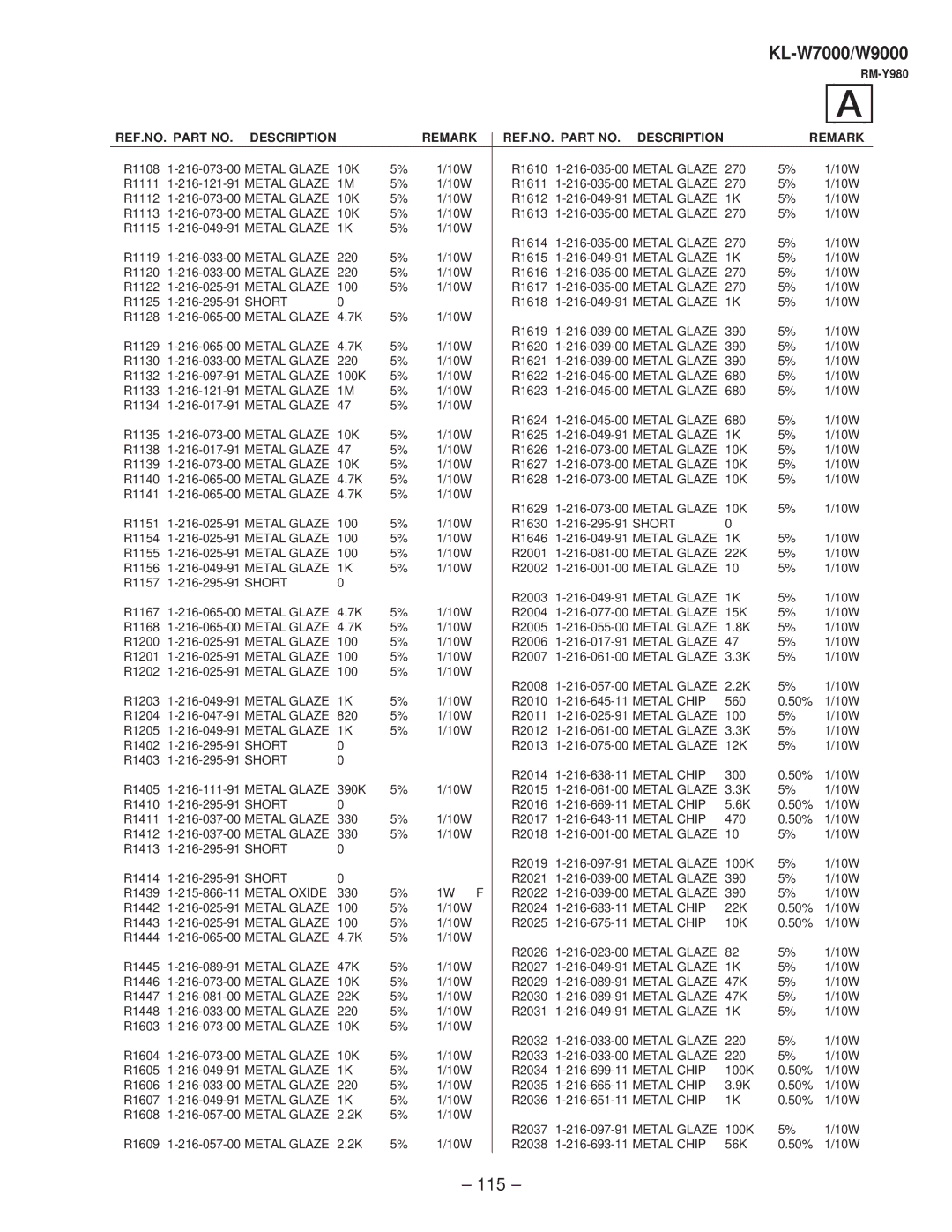 Sony KL-W9000 service manual 115 