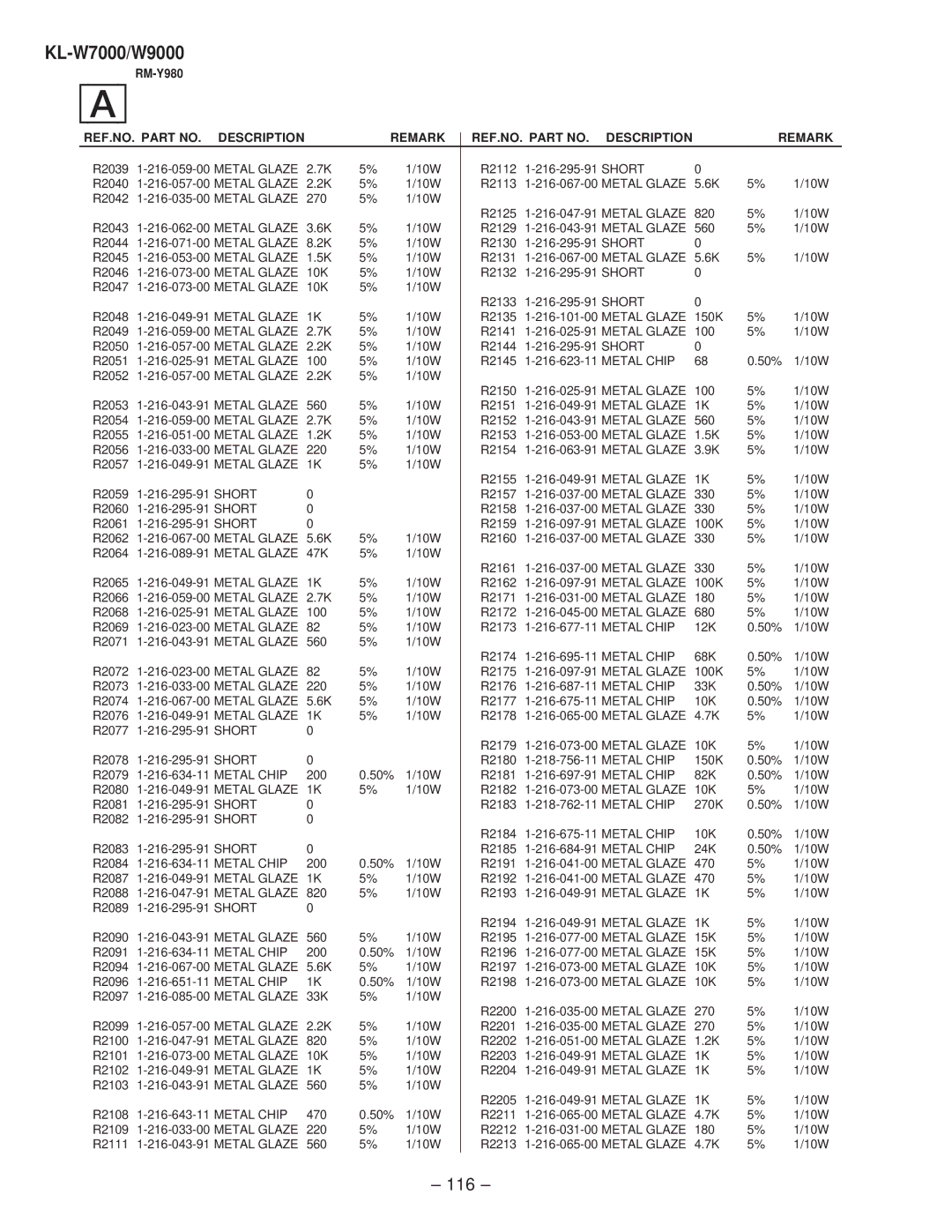 Sony KL-W9000 service manual 116 