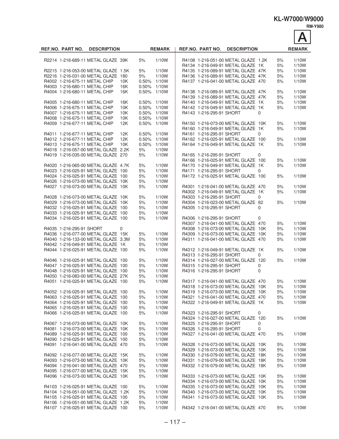 Sony KL-W9000 service manual 117 