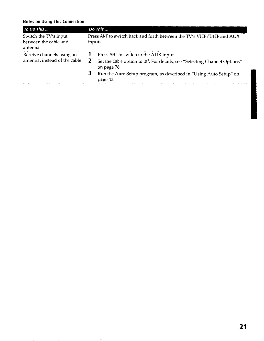 Sony KP- 57WV600, KP- 57WV700, KP- 65WV700, KP- 65WV600 operating instructions ANT to, Between, Aux 