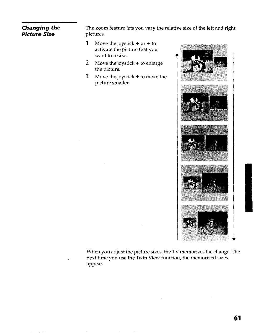 Sony KP- 57WV600, KP- 57WV700, KP- 65WV700, KP- 65WV600 operating instructions Changing the Picture Size 