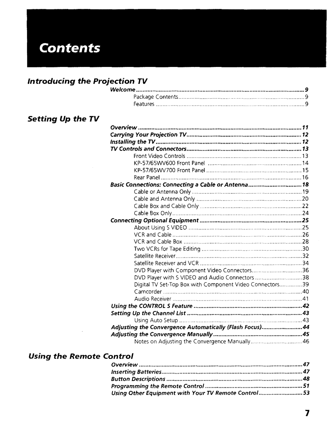 Sony KP- 57WV700, KP- 65WV700, KP- 57WV600, KP- 65WV600 operating instructions Using Remote Control 