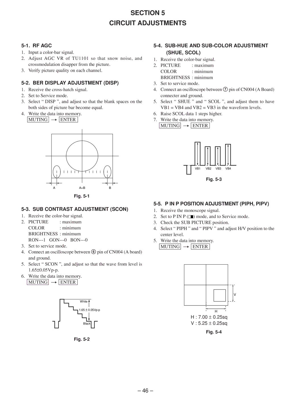 Sony KP-41T65C service manual Rf Agc, BER Display Adjustment Disp, SUB-HUE and SUB-COLOR Adjustment SHUE, Scol 