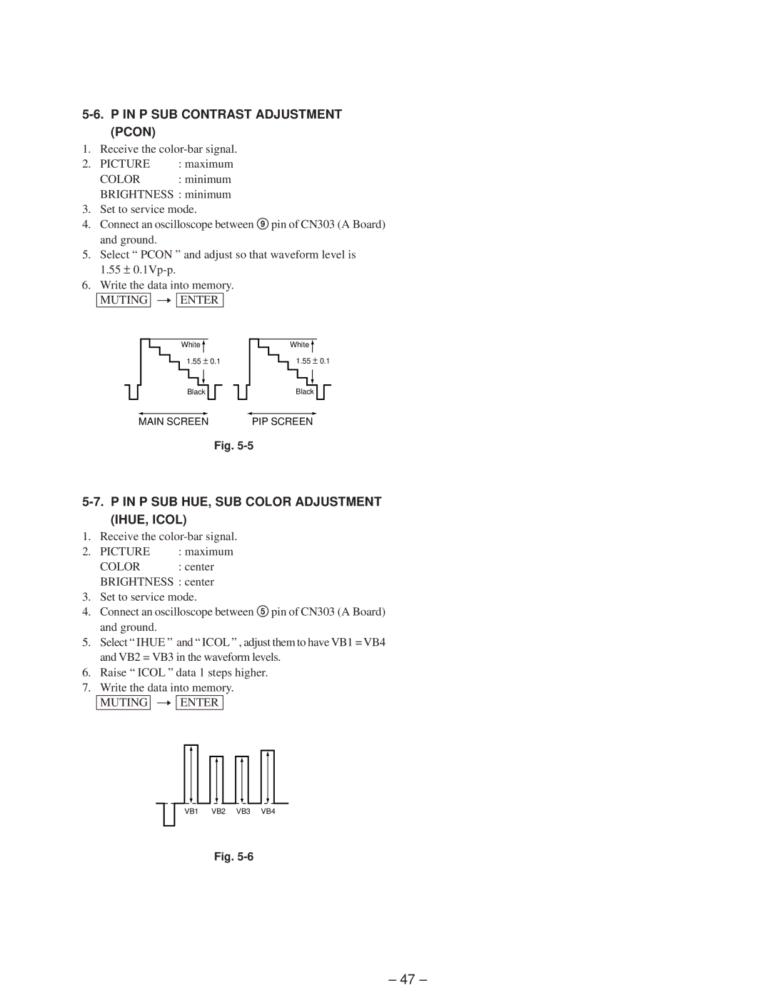 Sony KP-41T65C service manual P SUB Contrast Adjustment Pcon, P SUB HUE, SUB Color Adjustment IHUE, Icol 