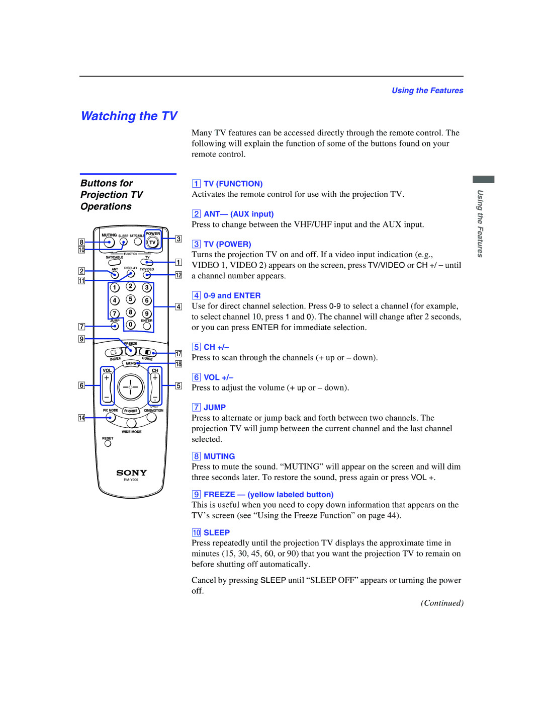 Sony KP-51WS500 manual Watching the TV, Operations 