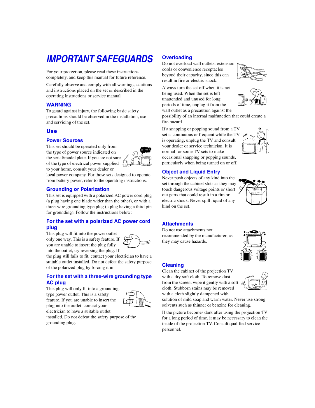 Sony KP-51WS500 manual Important Safeguards 