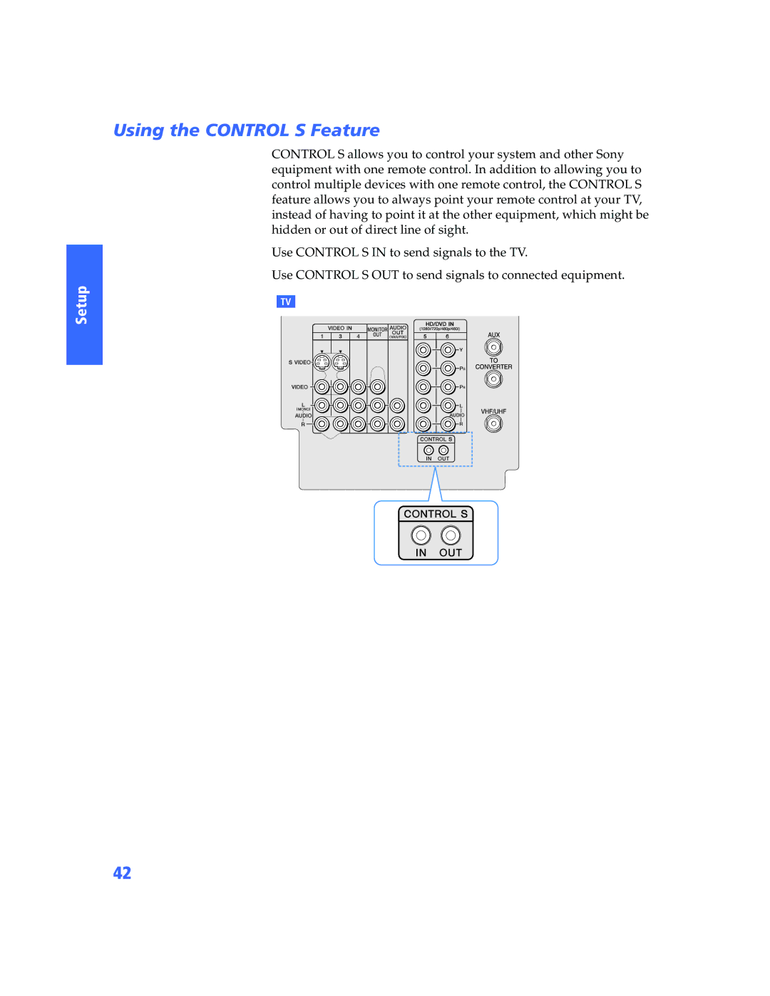 Sony KP-57WV600 operating instructions Using the Control S Feature 