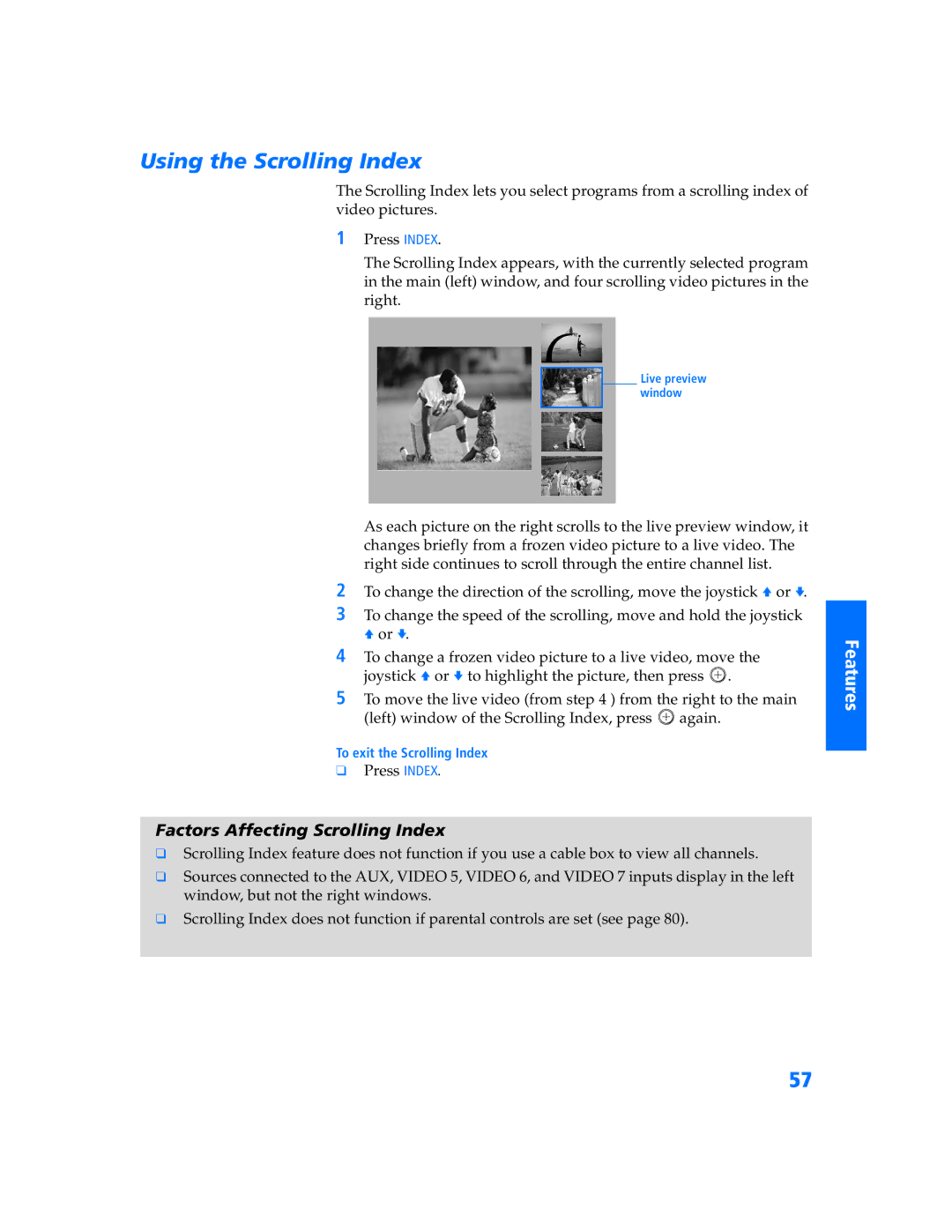 Sony KP-57WV600 operating instructions Features 