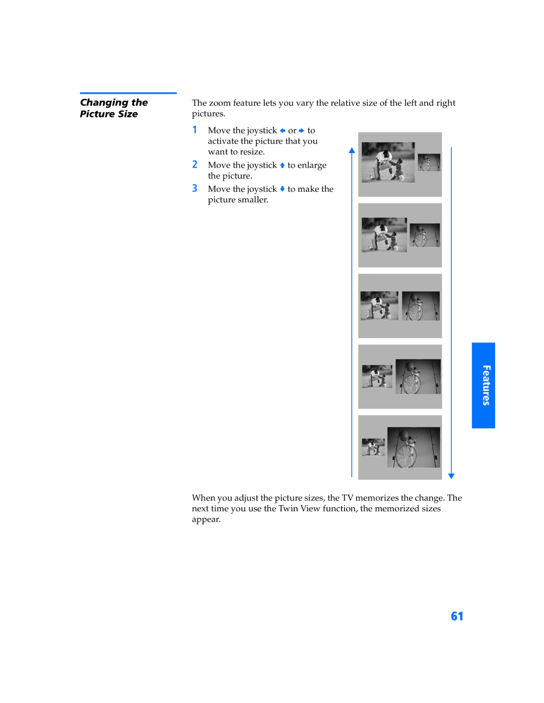 Sony KP-57WV600 operating instructions Changing the Picture Size 