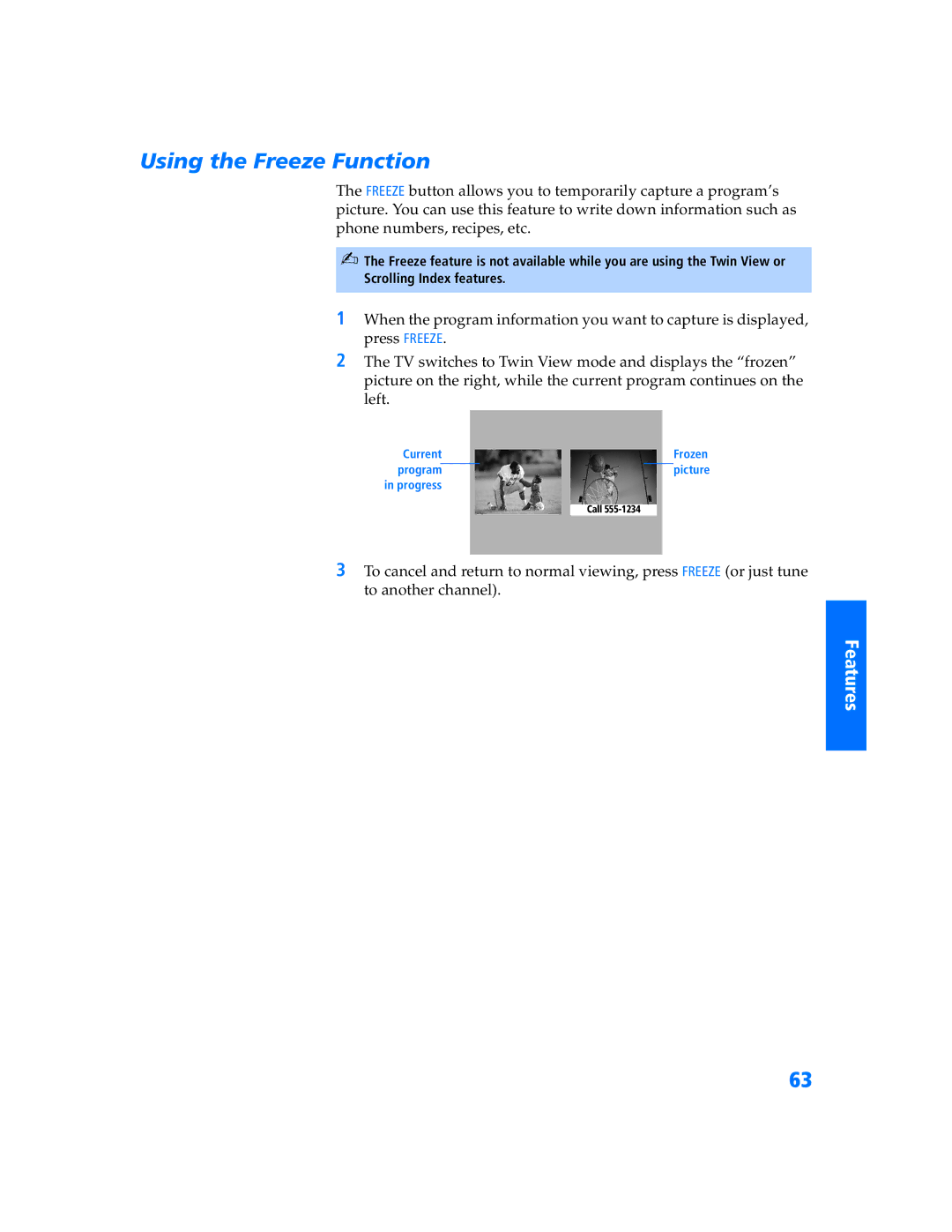 Sony KP-57WV600 operating instructions Using the Freeze Function 