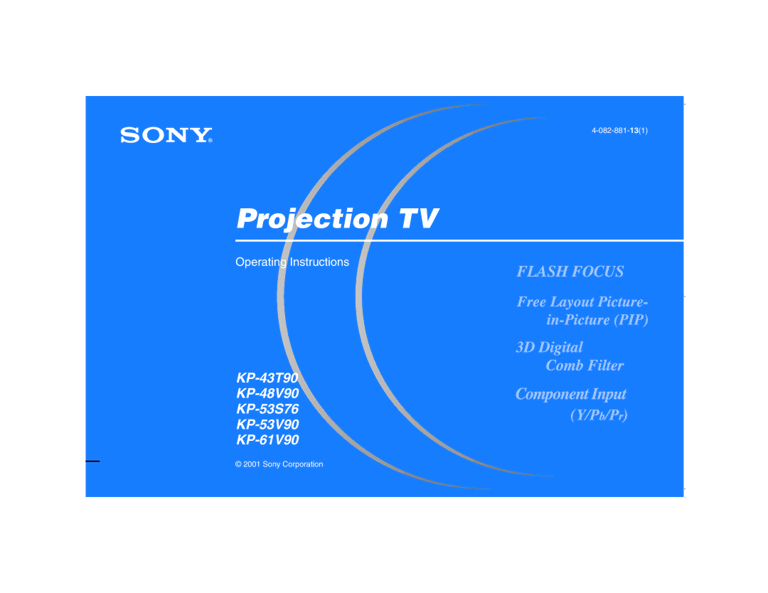 Sony KP-48V90, KP 61V90, KP-53S76, KP 53V90, KP 43T90 operating instructions Projection TV 