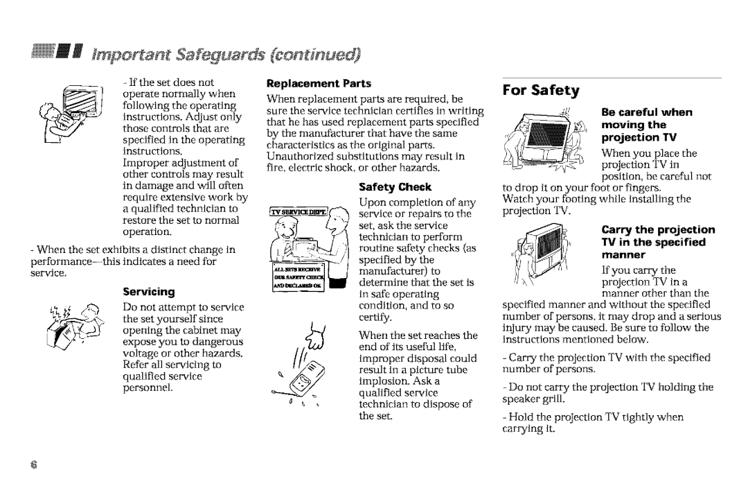 Sony KP-61V90, KP-53VGB manual Ce mued, For Safety, Hold the projection TV tightly when carrying it 