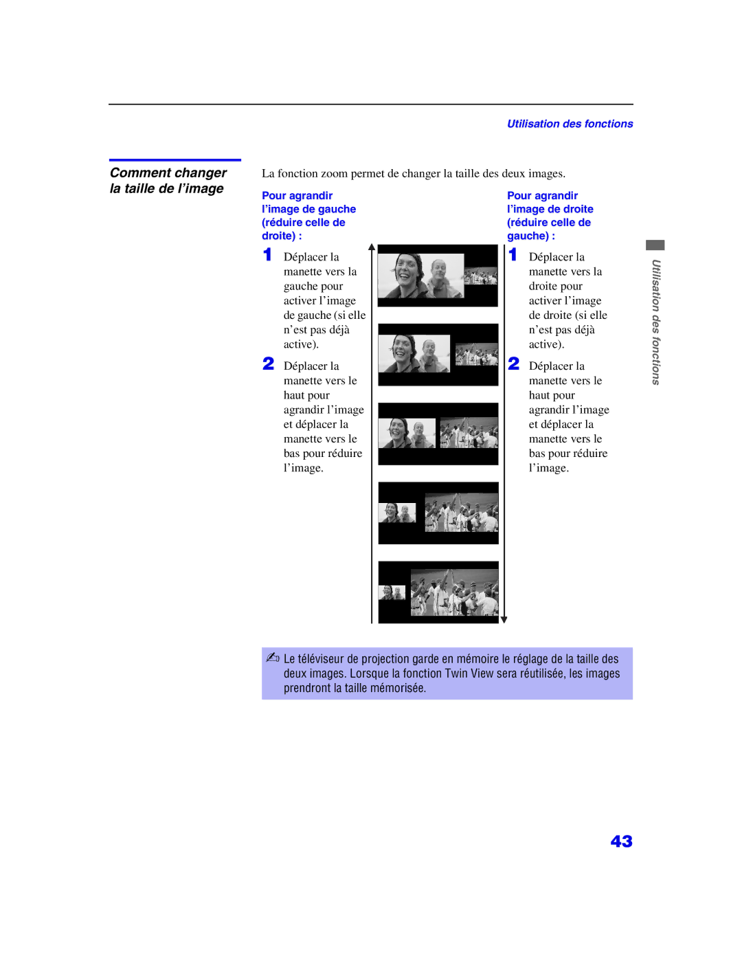 Sony KP-57WS500, KP 65WS500 manual Comment changer la taille de l’image 