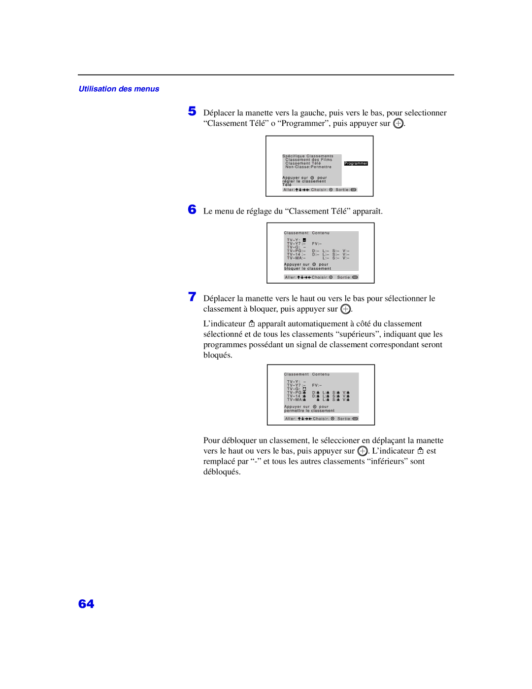 Sony KP 65WS500, KP-57WS500 manual Utilisation des menus 