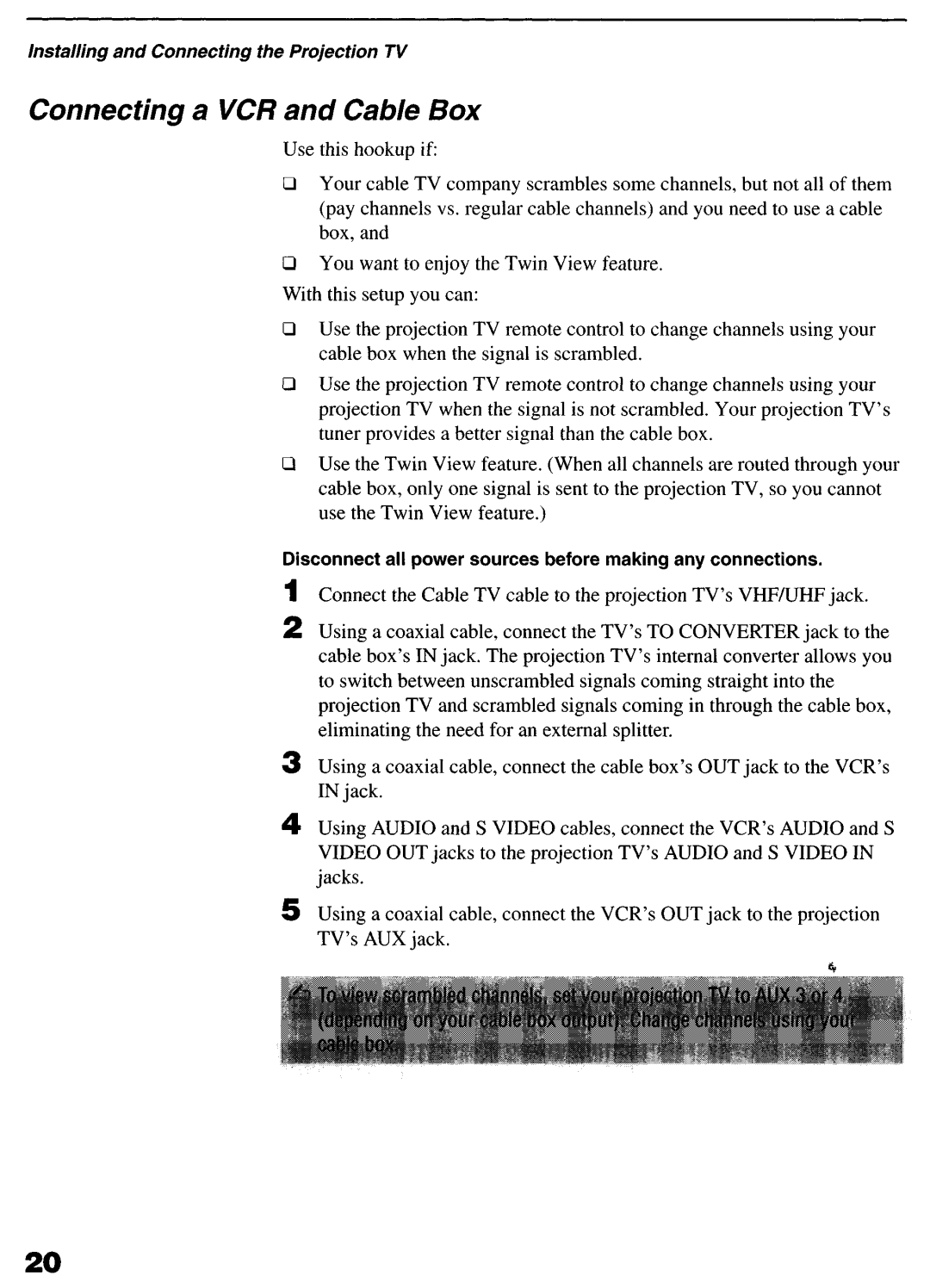 Sony KP-6lHS20 manual Connecting a VCR and Cable Box 