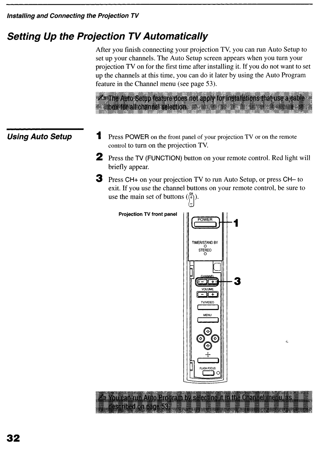 Sony KP-6lHS20 manual Setting Up the Projection TV Automatically 