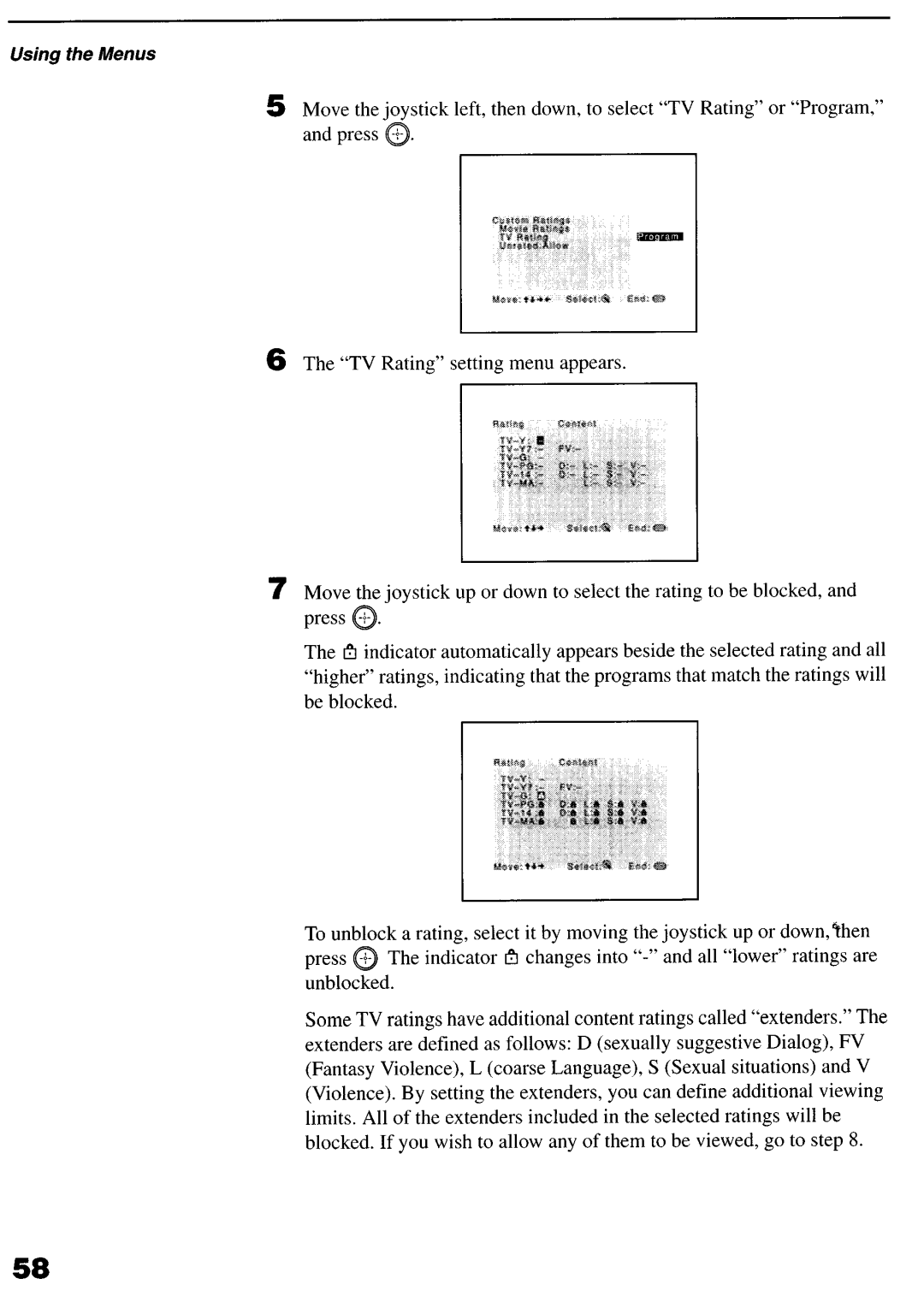 Sony KP-6lHS20 manual Using the Menus 