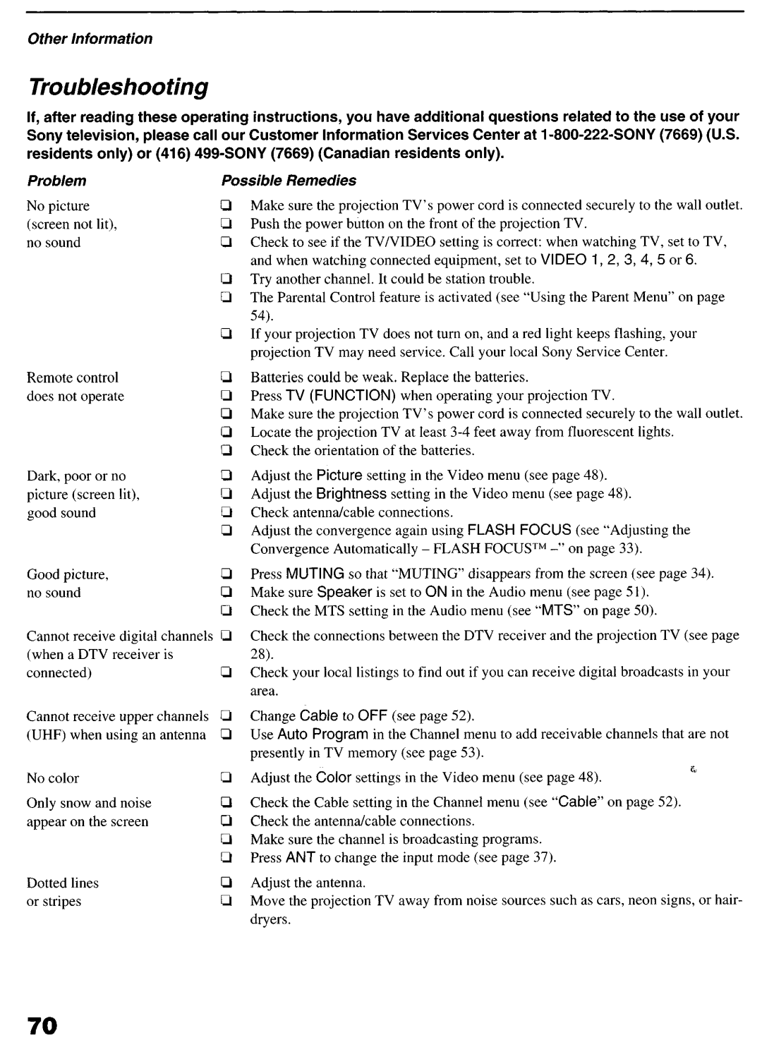 Sony KP-6lHS20 manual Troubleshooting, Connectedcl 