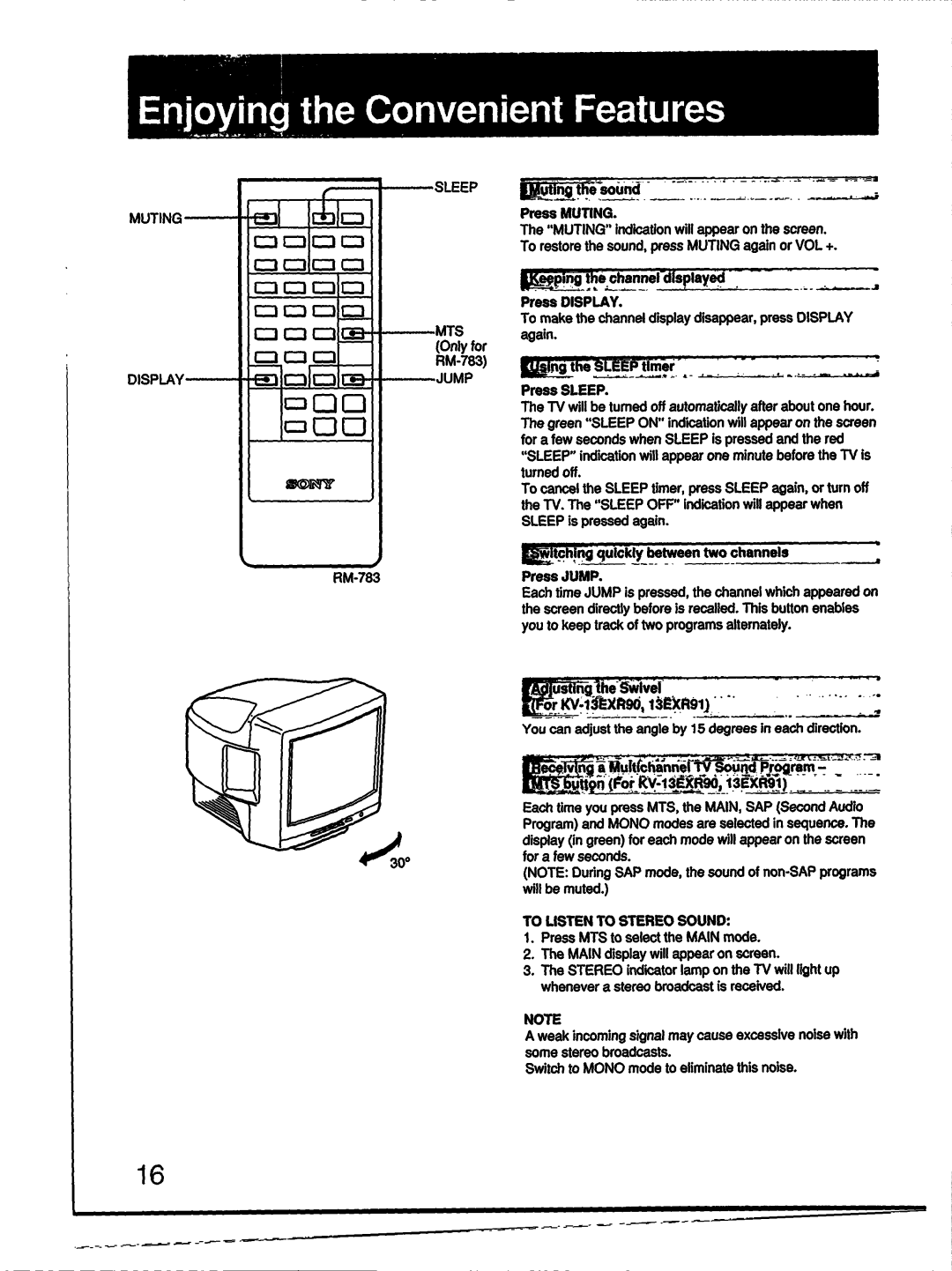 Sony KV-13EXR91, KV-13TR24, KV-1427R, KV-13TR14, KV-13TR27, KV-13EXR90 manual 