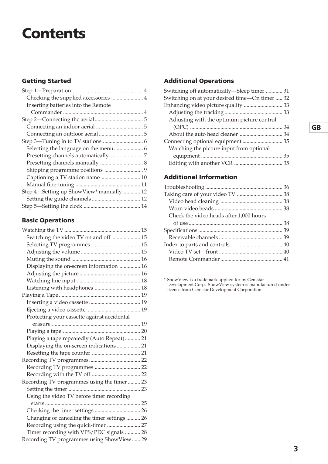 Sony KV-14V4D operating instructions Contents 