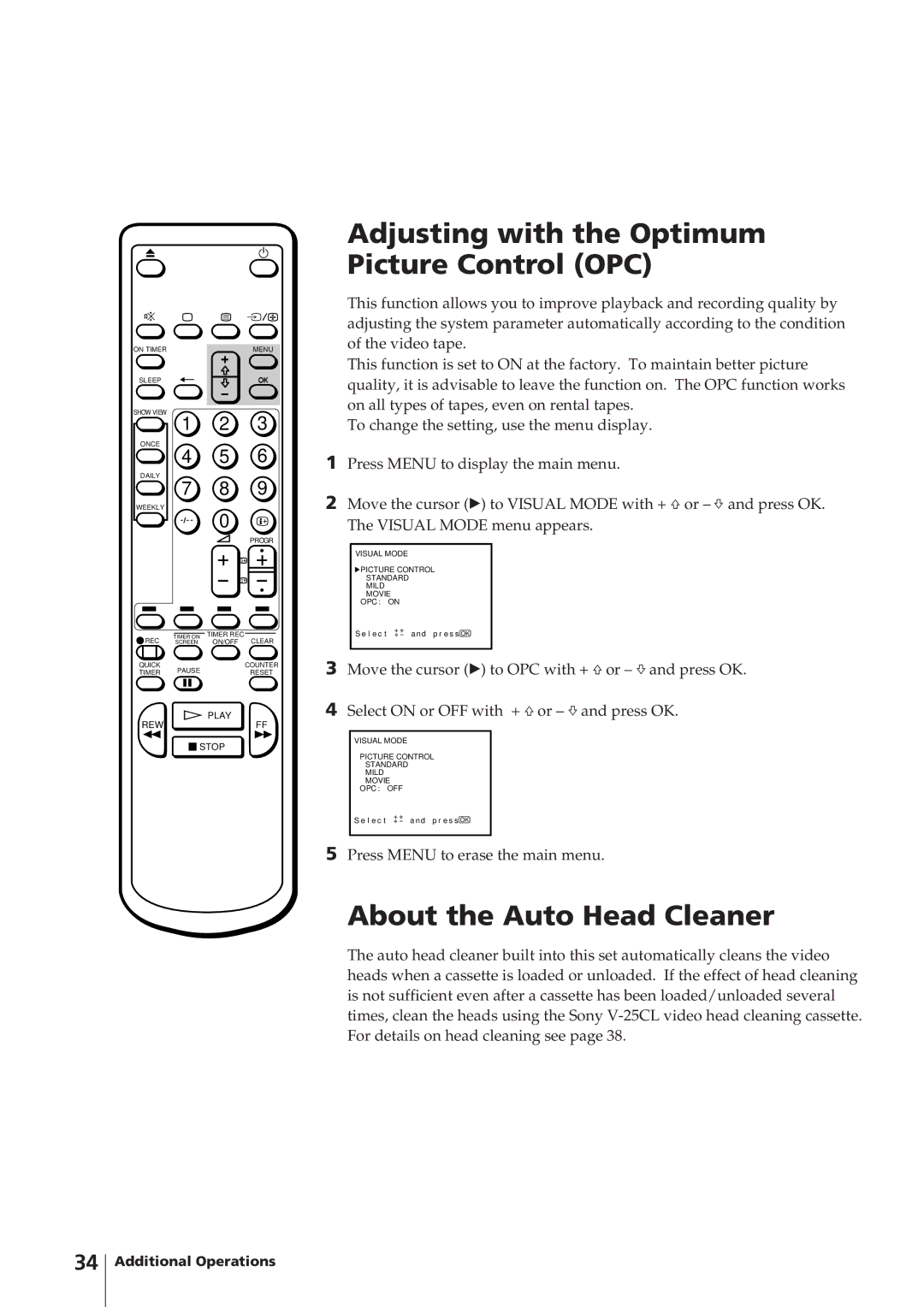 Sony KV-14V4D operating instructions About the Auto Head Cleaner 