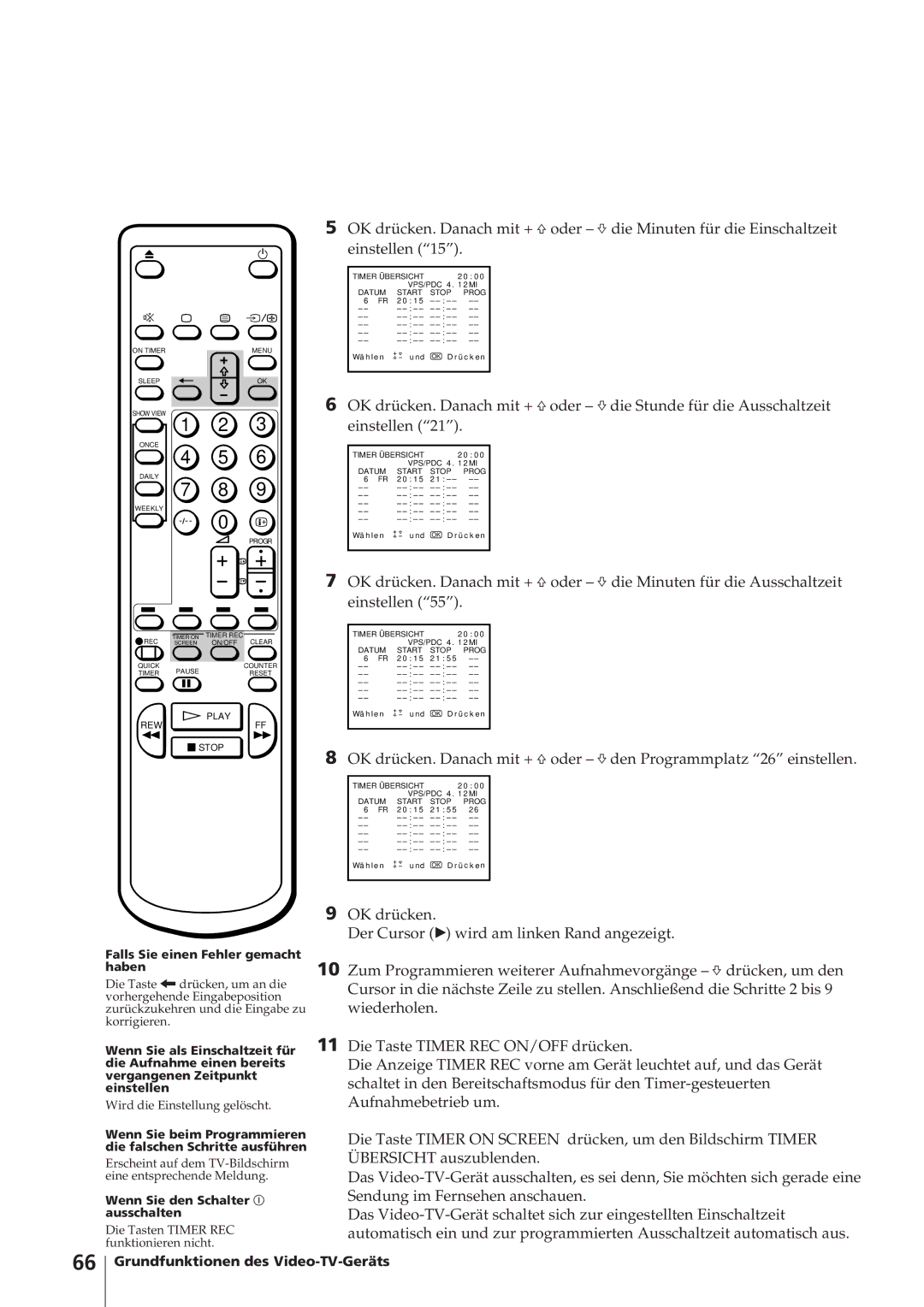 Sony KV-14V4D operating instructions Wenn Sie den Schalter U ausschalten 